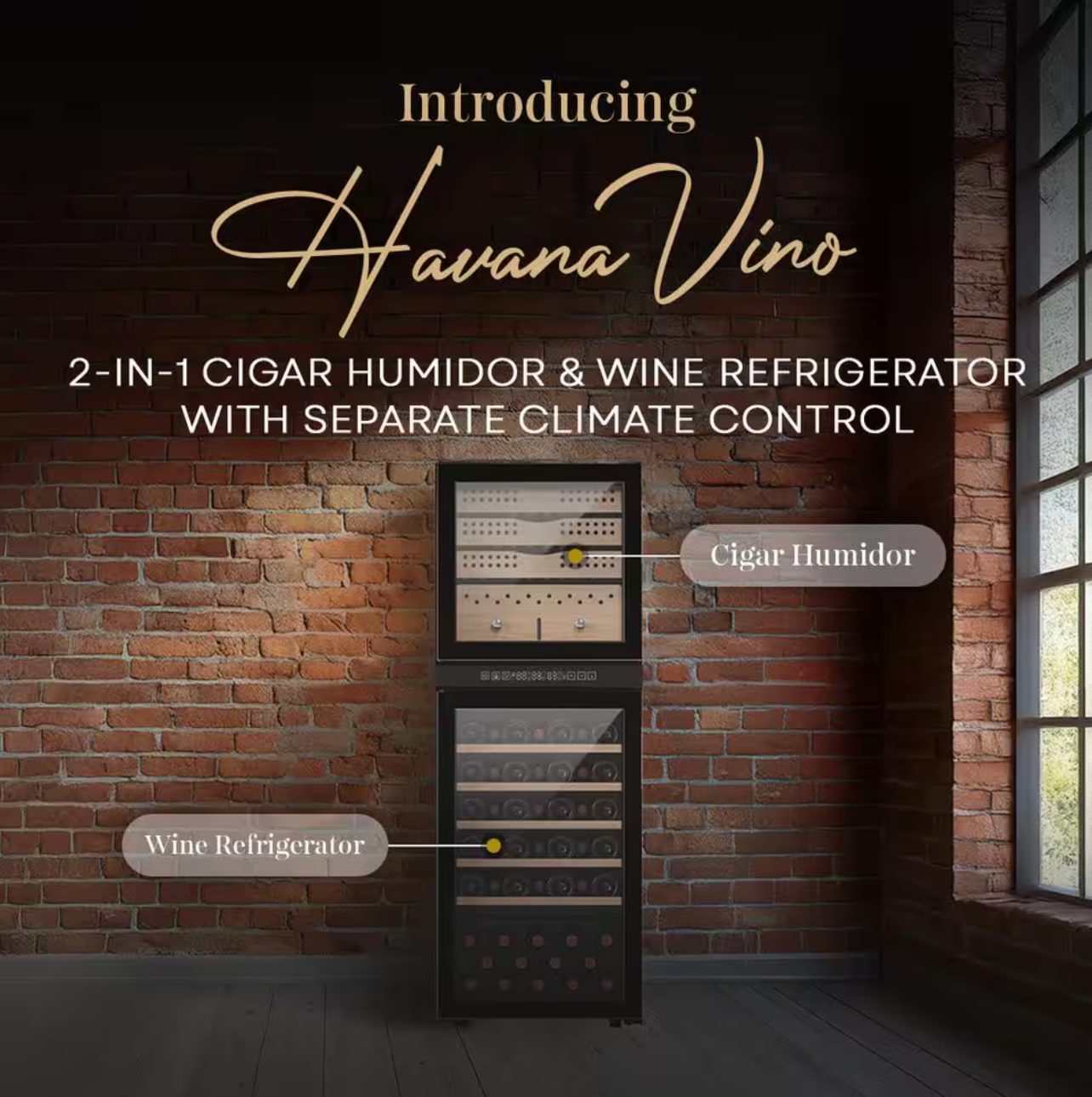 Havana Vino 2-in-1 Cigar Humidor & Wine Refrigerator
